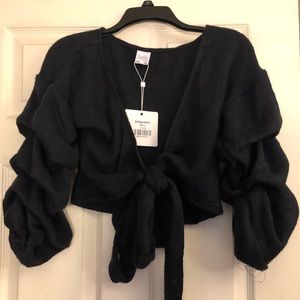 Wrap cropped sweater - Navy